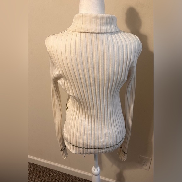 Athleta Cream Zip Up Mock Neck Fitted Jacket Large - Picture 5 of 8